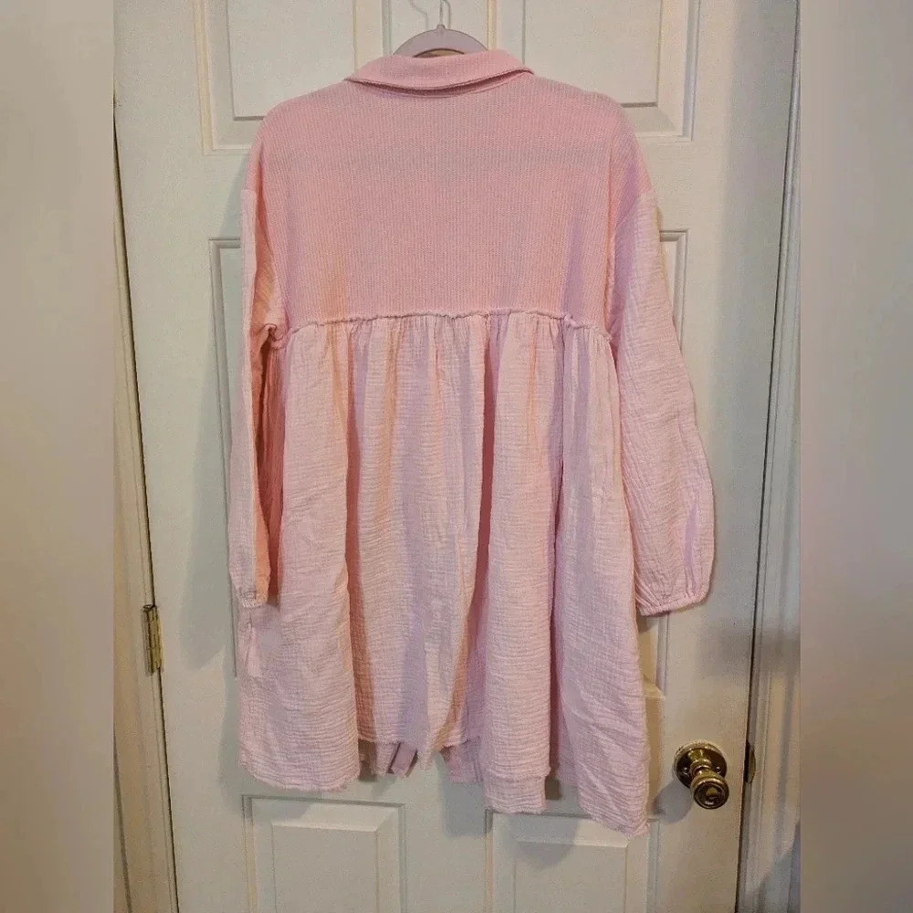 EUC Boutique Bohemian Cotton Tunic Mini Dress in Cotton Candy 🍭🍬 Pink, size L - Picture 2 of 8